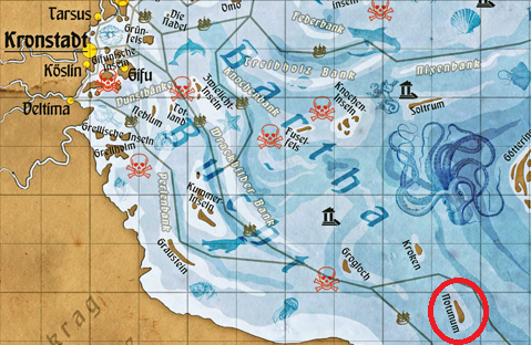 Die Lage der Insel Notunum in der Barthabucht